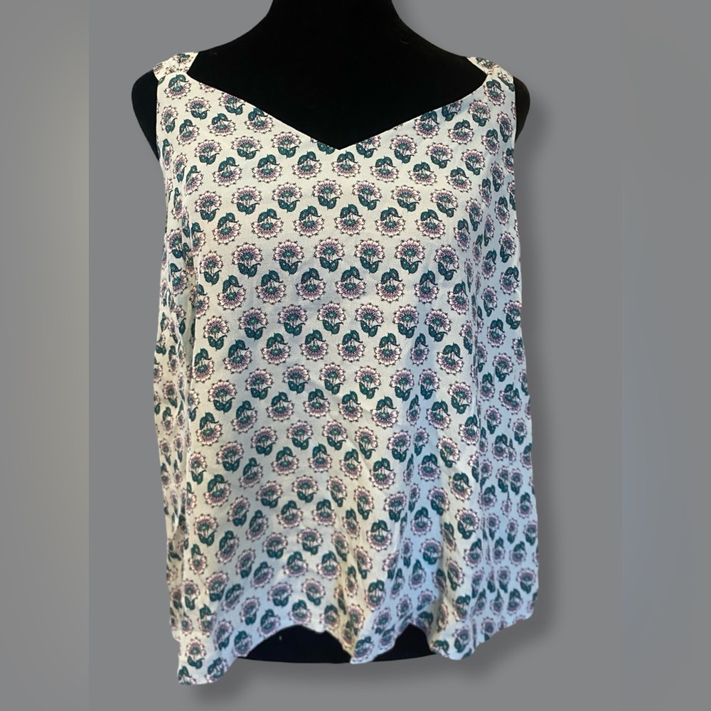 LOFT Floral Blouse Crossed Back